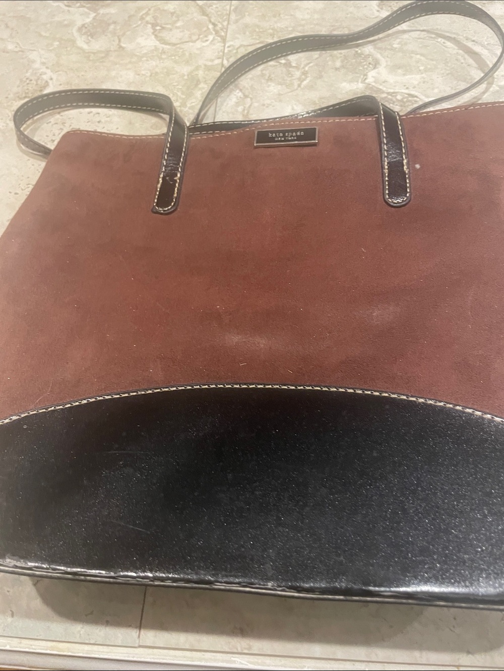 kate spade Brown Suede and Black Leather Two-Tone Tote
